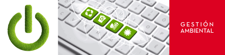 Concepto de gestión medioambiental icono y teclado